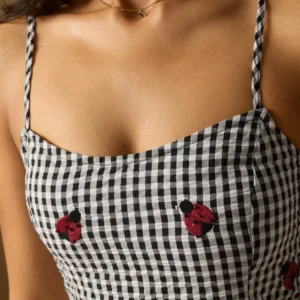 Corset Gingham Dress: Ladybug  Women Fashion Dresses