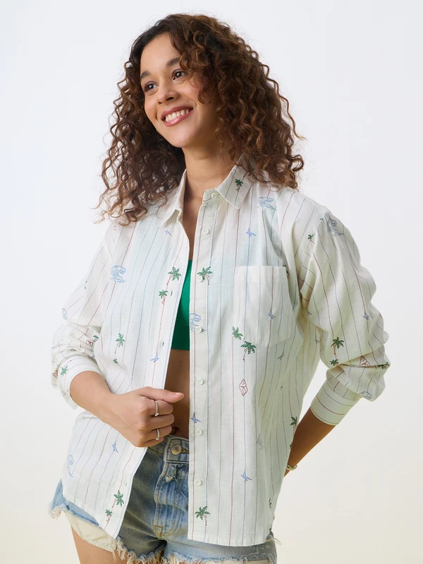 Stripe Shirt: Beach Stripes  Women Oversized Shirts